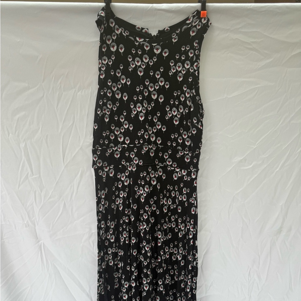 LOFT Black and White Pleated Maxi Dress
